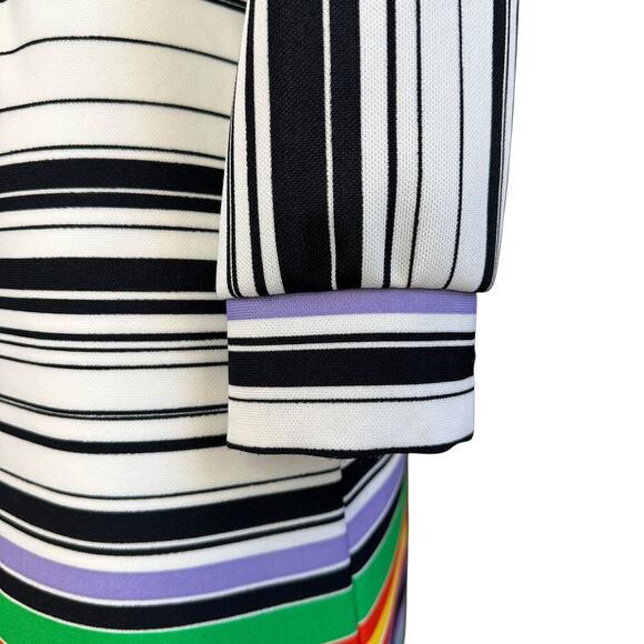 Vintage Jennifer Gee Dress 1970s Big Collar Striped Long Sleeve Belted Mod 8 - Picture 4 of 10